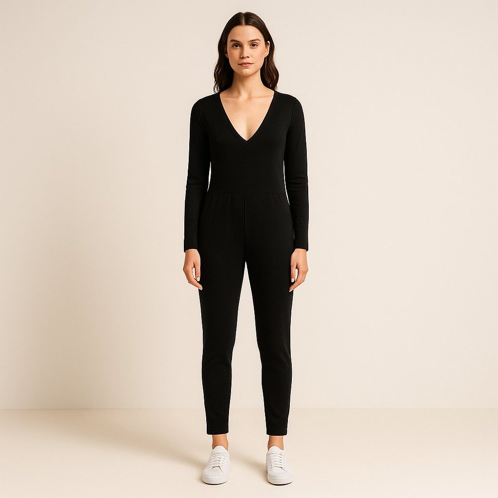 Smash + Tess Black Long‑Sleeve Romper (Small)
